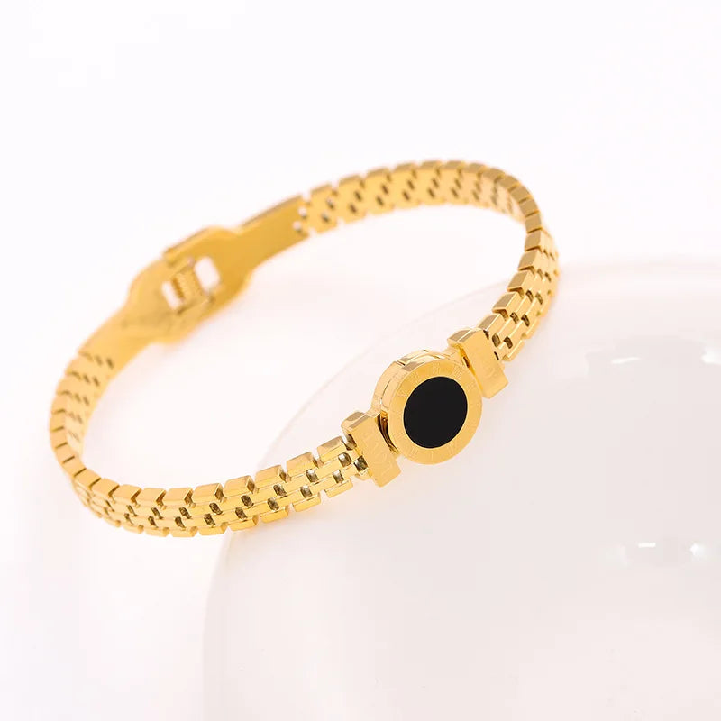 Elegant Titanium Steel Stainless Steel Inlaid Zircon Gold Plated Bracelet