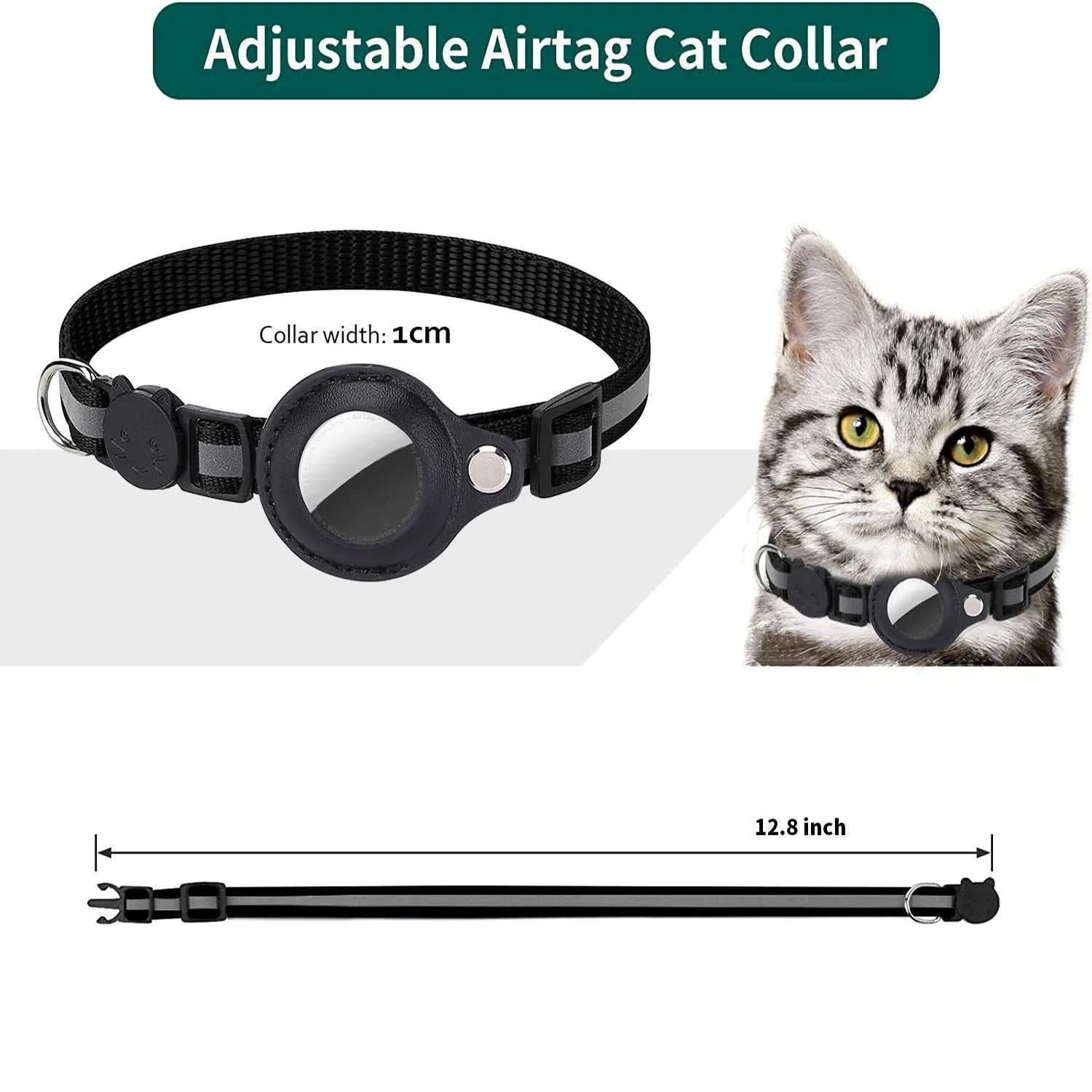 Cat AirTag Holder Collar β Adjustable, Breakaway Design