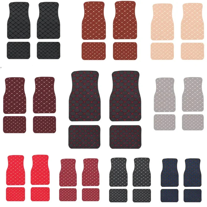 Premium 4PCS Universal PU Leather Waterproof Auto Floor Mats