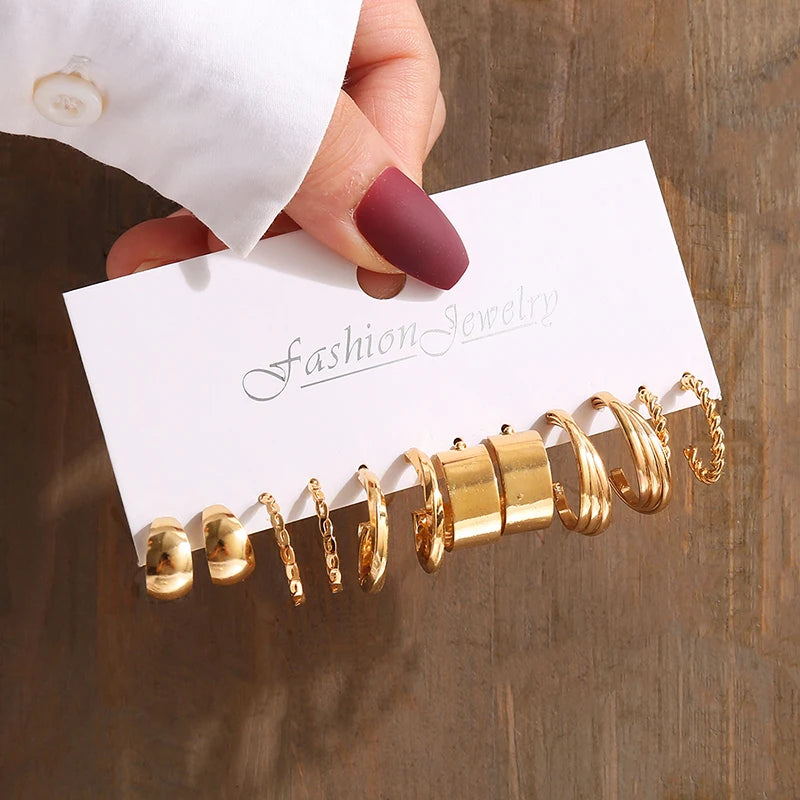 Gold Vintage Pearl Earrings Set