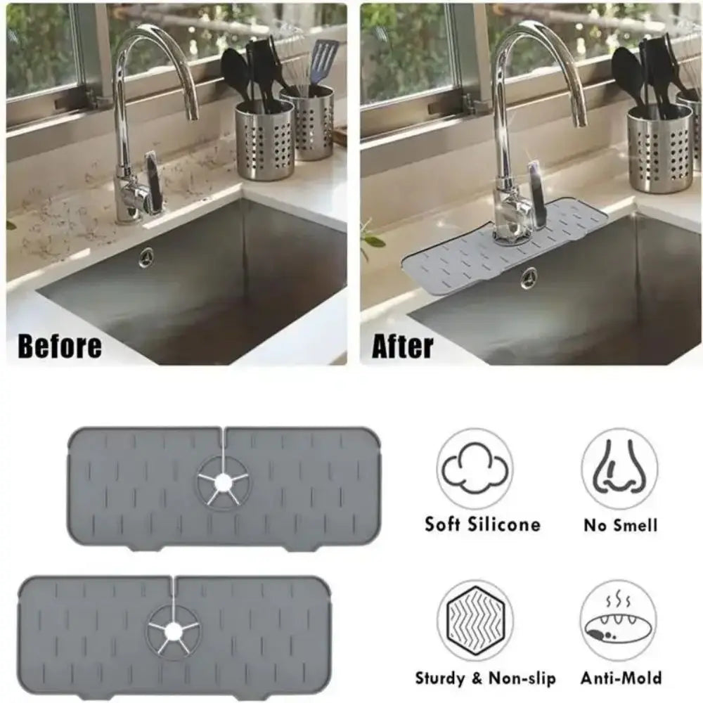 Silicone Faucet Mat – Sink Splash Guard & Quick-Dry Tray