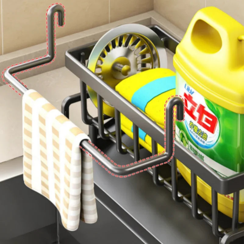 No-Punch Kitchen Shelf – Drainage Rack for Spices, Rags & Sink Accessories