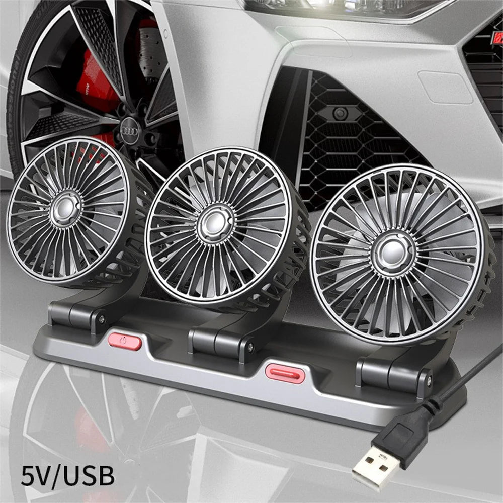360° Adjustable 3-Head Car Fan