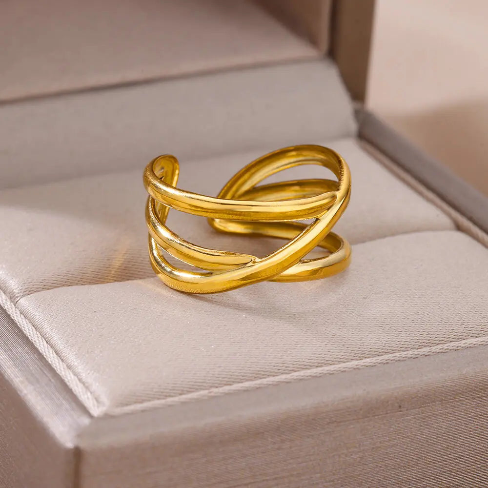 Luxury 316L Stainless Steel Gold Color Ring