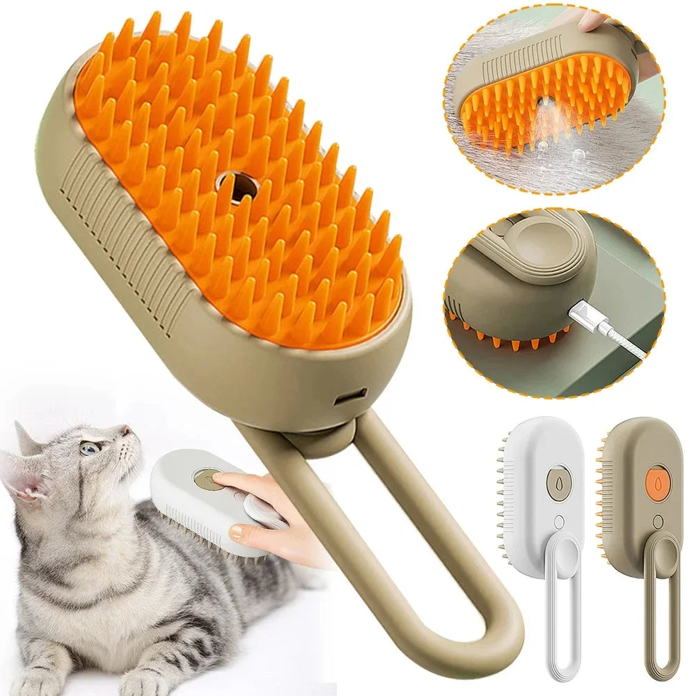 Electric Pet Massage Comb – One-Touch Spray Grooming Brush