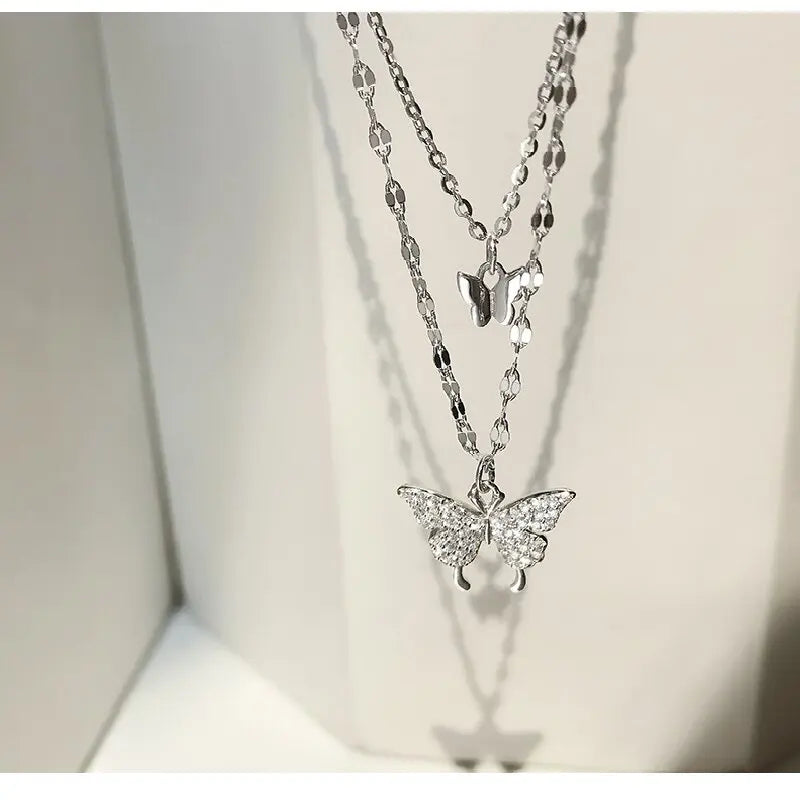 Exquisite Double Layer Butterfly Necklace
