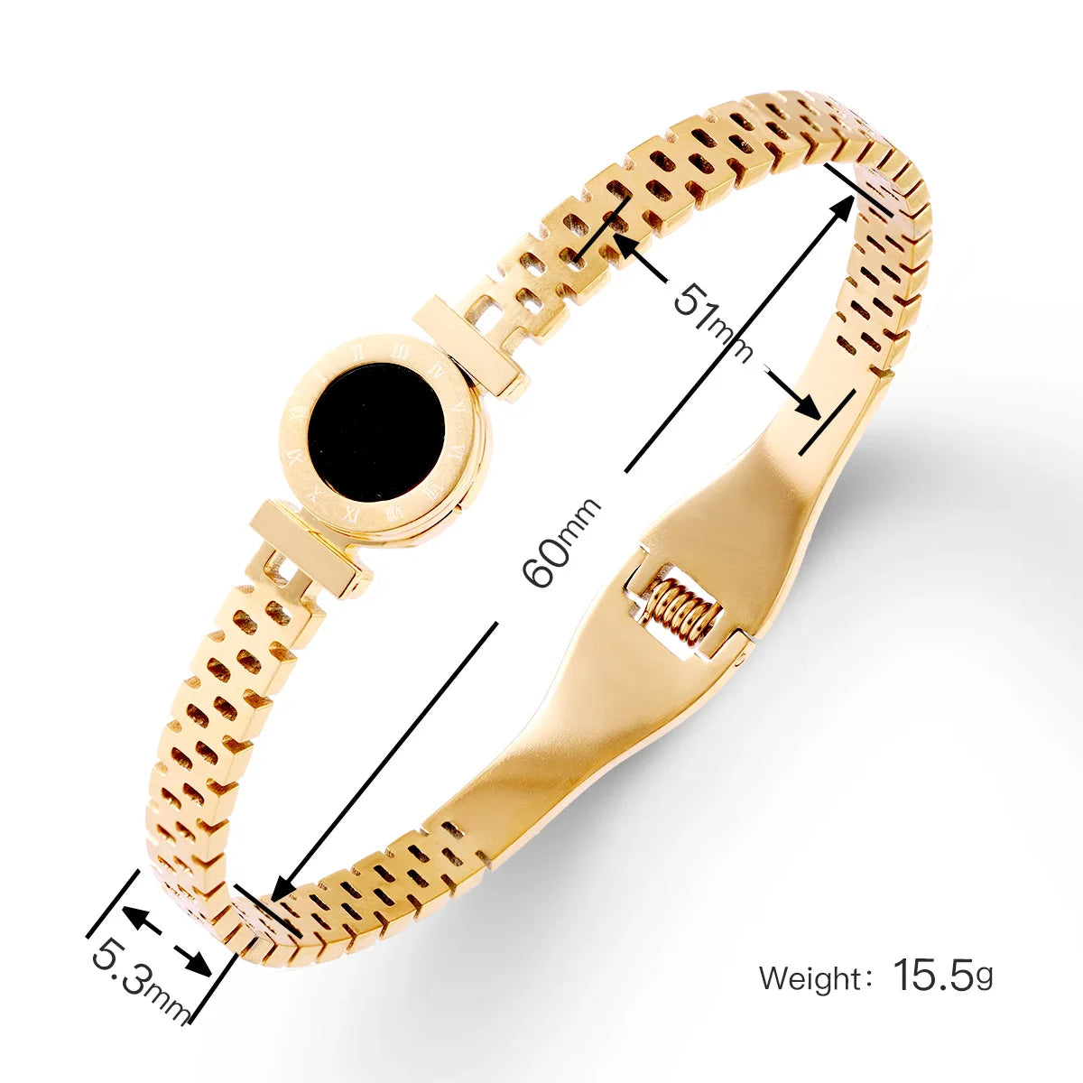 Elegant Titanium Steel Stainless Steel Inlaid Zircon Gold Plated Bracelet