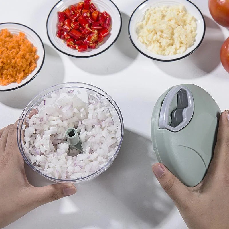 Manual Meat & Garlic Chopper – 500/900ML Hand Press Vegetable Cutter