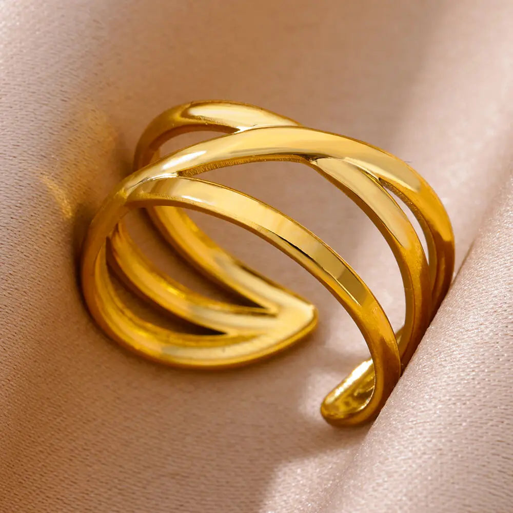 Luxury 316L Stainless Steel Gold Color Ring