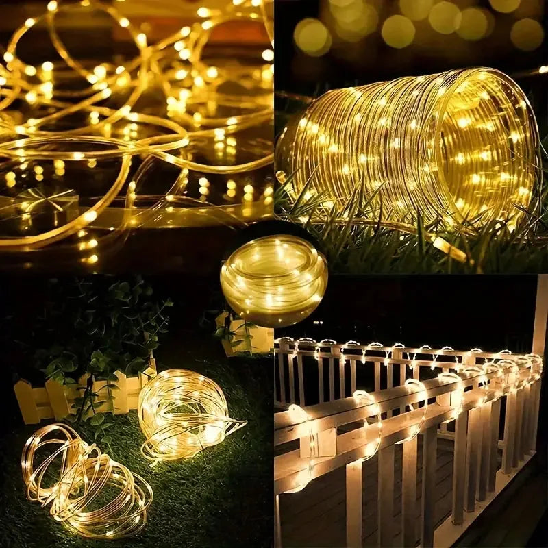 7M/12M Outdoor Solar LED Rope Light – Waterproof String Lights