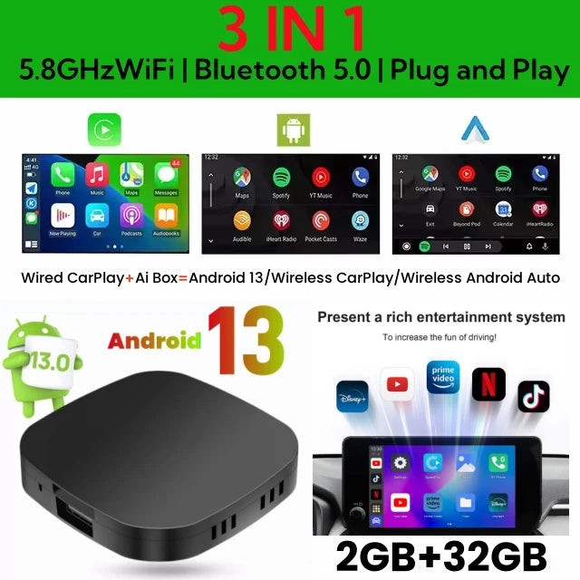 CarPlay AI Box – Wireless Android Auto & Smart TV Box