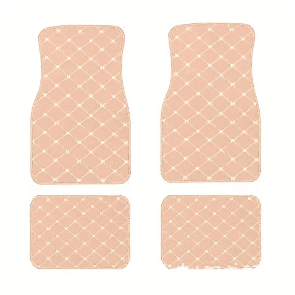 Premium 4PCS Universal PU Leather Waterproof Auto Floor Mats