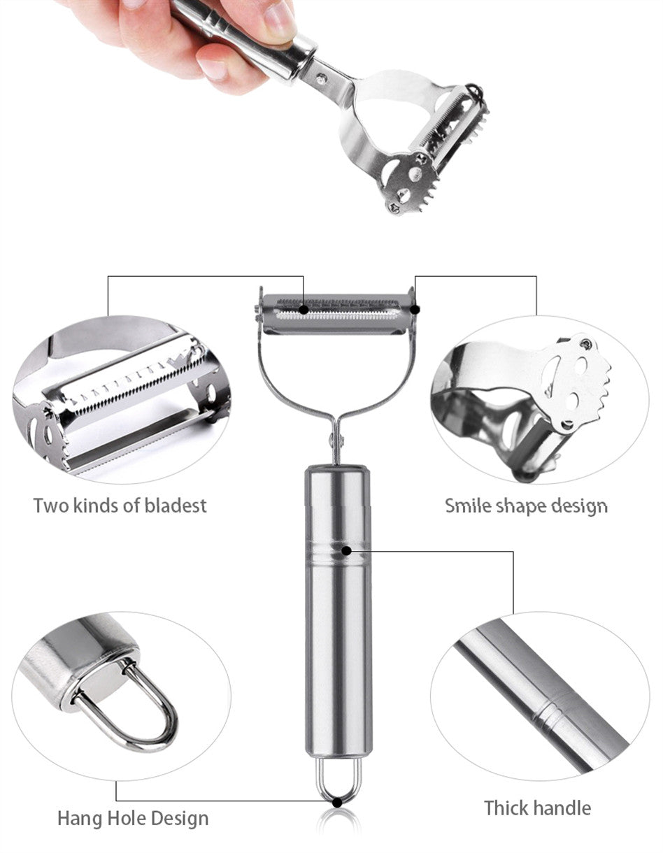 Stainless Steel Julienne Peeler – Vegetable & Fruit Grater Slicer Tool