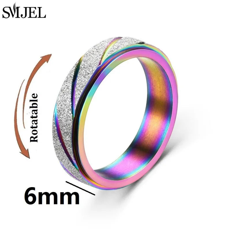 Rose Gold Stainless Steel Anxiety Spinner Ring