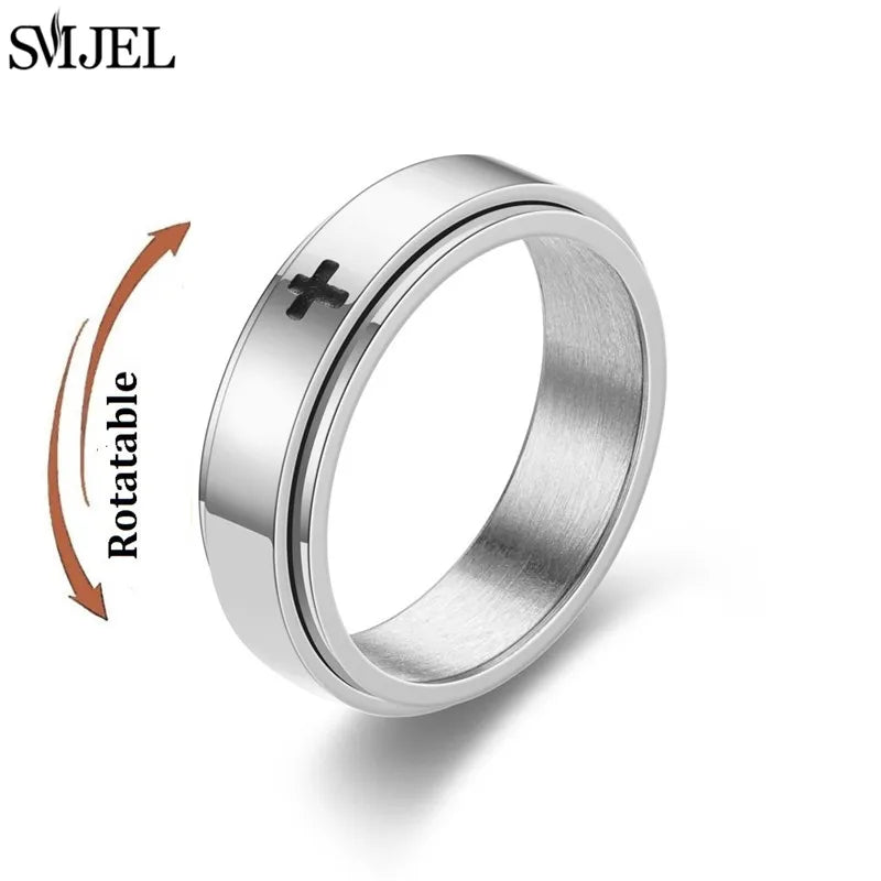 Rose Gold Stainless Steel Anxiety Spinner Ring