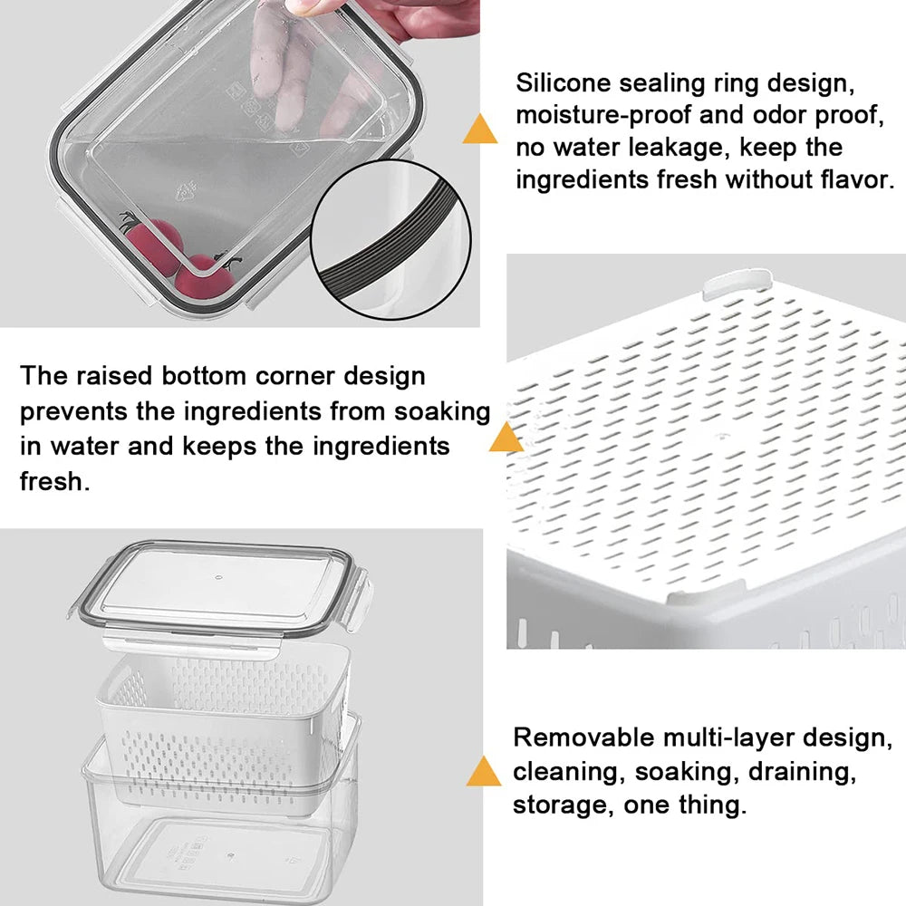 Fruit Storage Containers – Airtight, Dishwasher Safe with Removable Colander