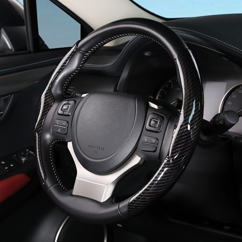 Glossy Carbon Fiber Car Steering Wheel Cover