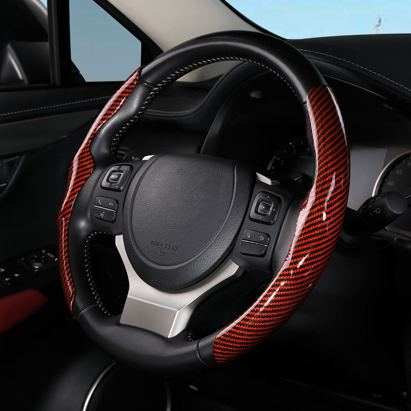 Glossy Carbon Fiber Car Steering Wheel Cover
