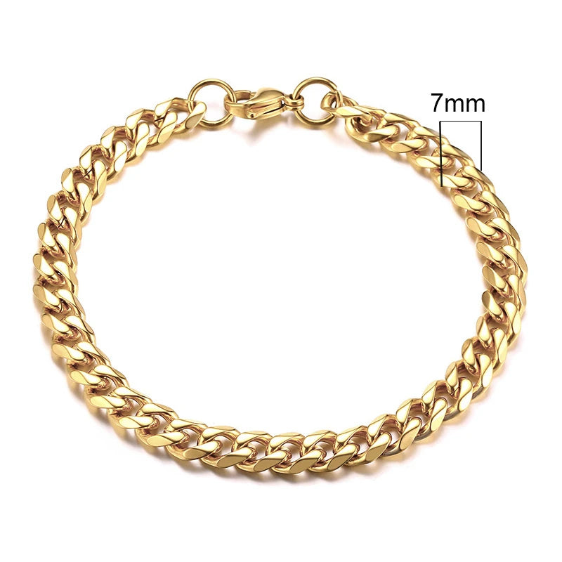 Vnox 3-11mm Chunky Miami Curb Chain Bracelet for Men