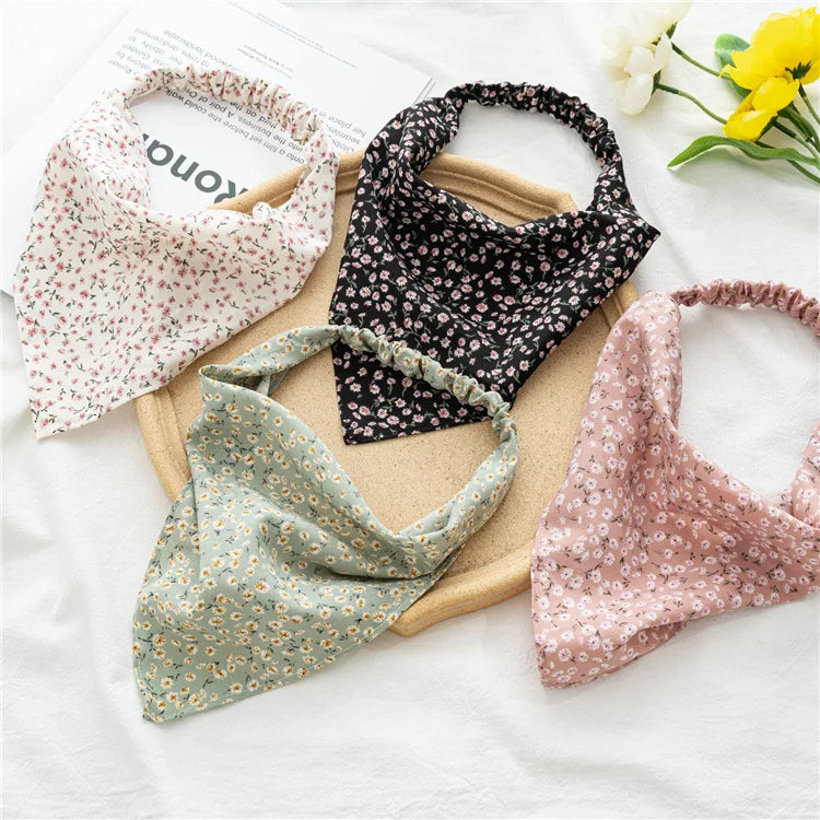 Vintage Floral Print Beach Bandana Hair Scarf