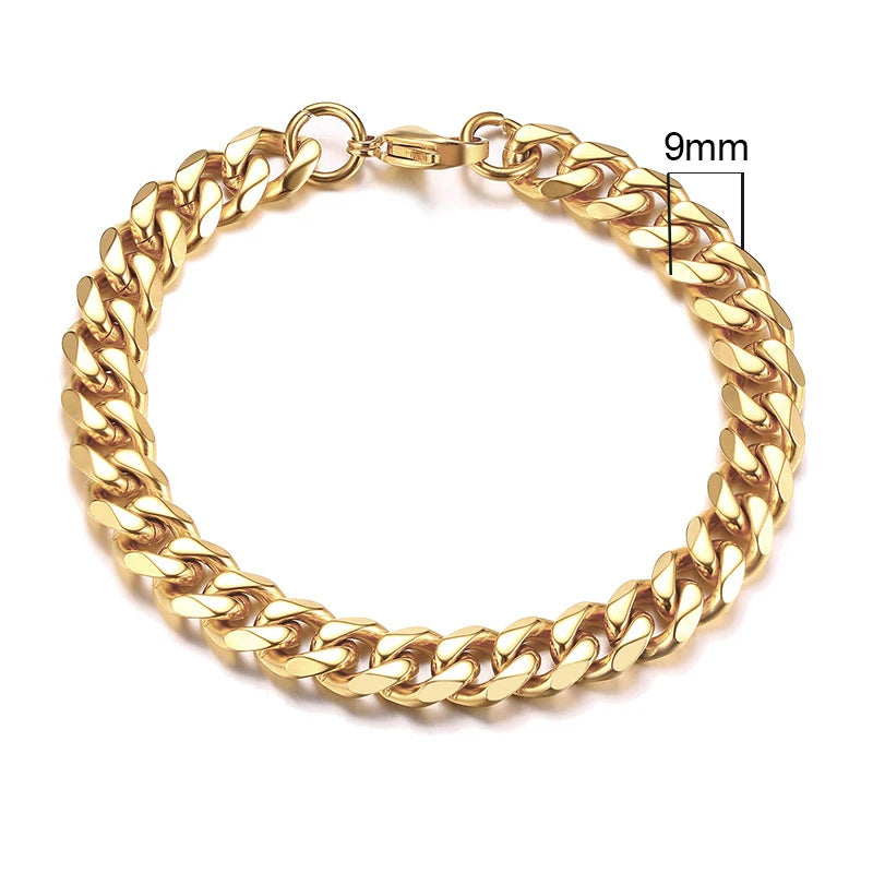 Vnox 3-11mm Chunky Miami Curb Chain Bracelet for Men