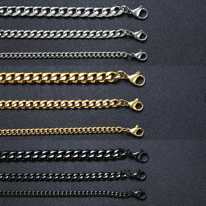 Vnox 3-11mm Chunky Miami Curb Chain Bracelet for Men