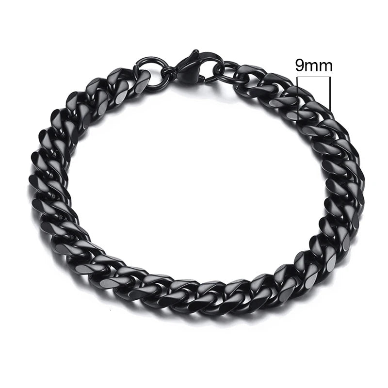 Vnox 3-11mm Chunky Miami Curb Chain Bracelet for Men