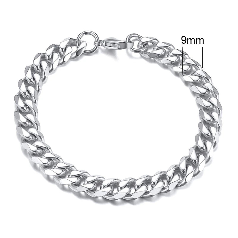 Vnox 3-11mm Chunky Miami Curb Chain Bracelet for Men