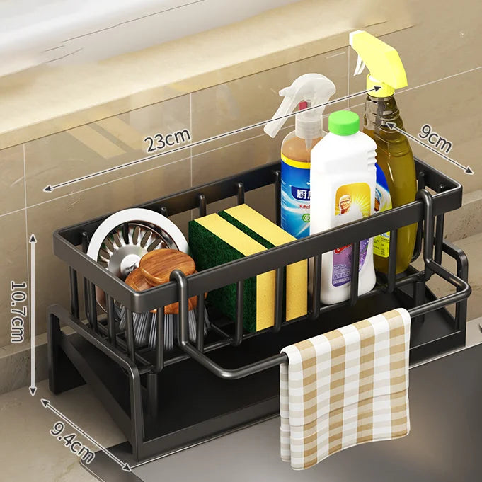 No-Punch Kitchen Shelf – Drainage Rack for Spices, Rags & Sink Accessories