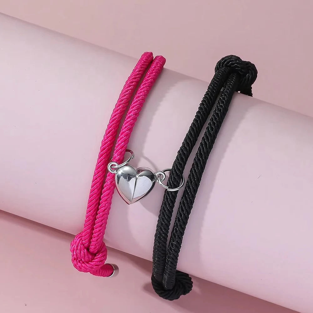 Black and White Magnetic Couple Bracelet Set