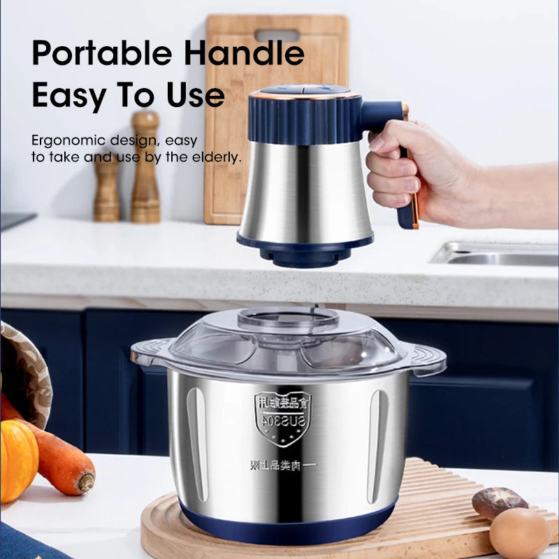 5L Electric Meat Grinder & Food Processor – Stainless Steel Vegetable Slicer & Chopper