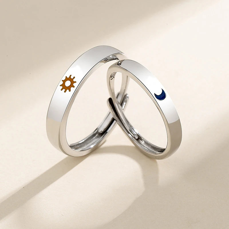 Adjustable Sun Moon Couple Rings
