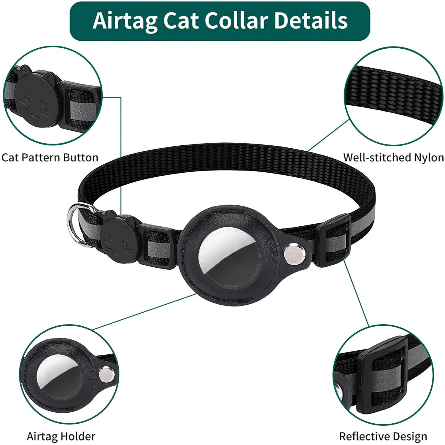 Cat AirTag Holder Collar – Adjustable, Breakaway Design