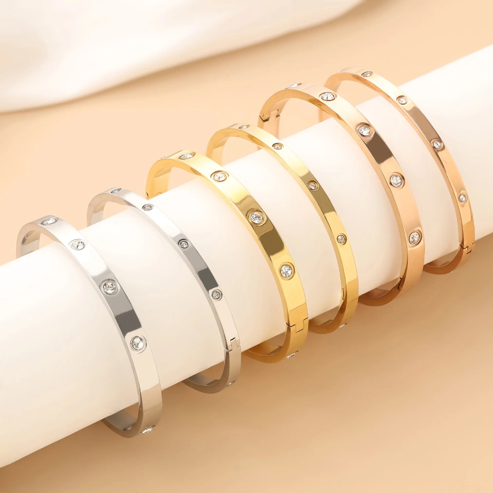 Stainless Steel Cubic Zirconia Bracelet for Couples