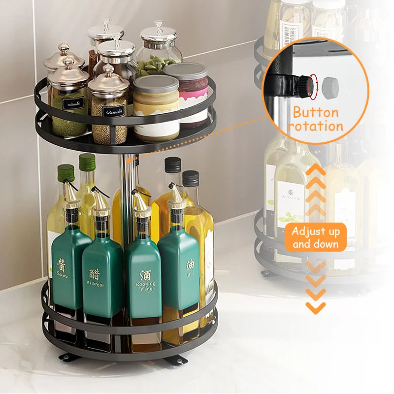 360° Rotating Spice Rack – Non-Skid Carbon Steel Organizer