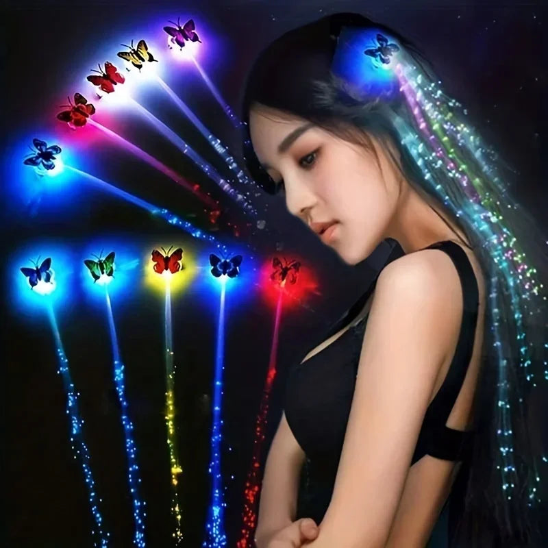 LED Light Up Butterfly Hair Braid Clips