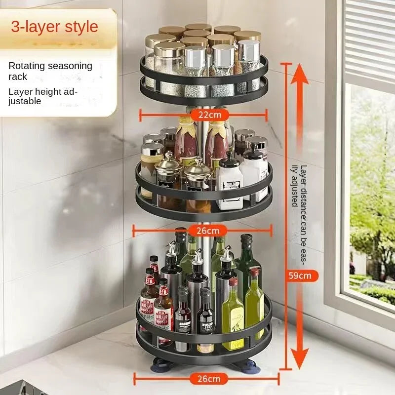 360° Rotating Spice Rack – Non-Skid Carbon Steel Organizer