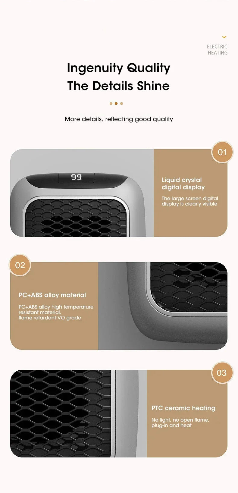 Portable Electric Heater – Energy-Saving, Fast Heating for Bedroom & Home Use