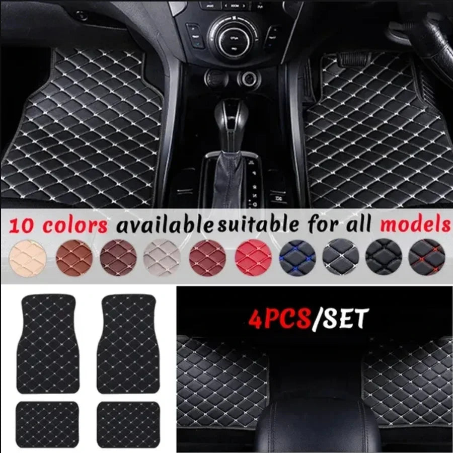 Premium 4PCS Universal PU Leather Waterproof Auto Floor Mats