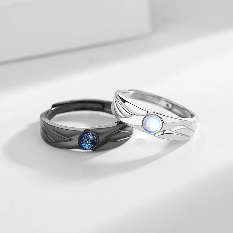 Adjustable Sun Moon Couple Rings