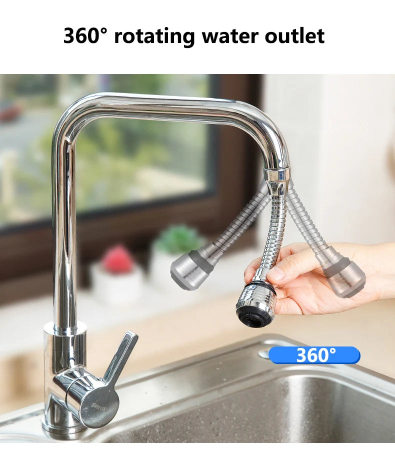 360° Rotating Faucet Head – Pressurized Anti-Splash Foam Sprayer for Kitchen