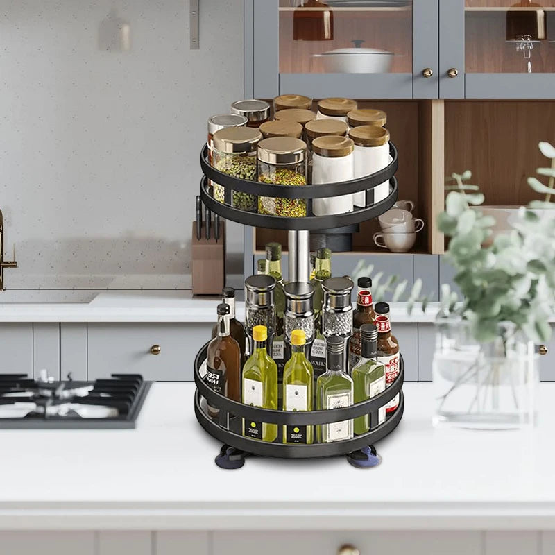 360° Rotating Spice Rack – Non-Skid Carbon Steel Organizer