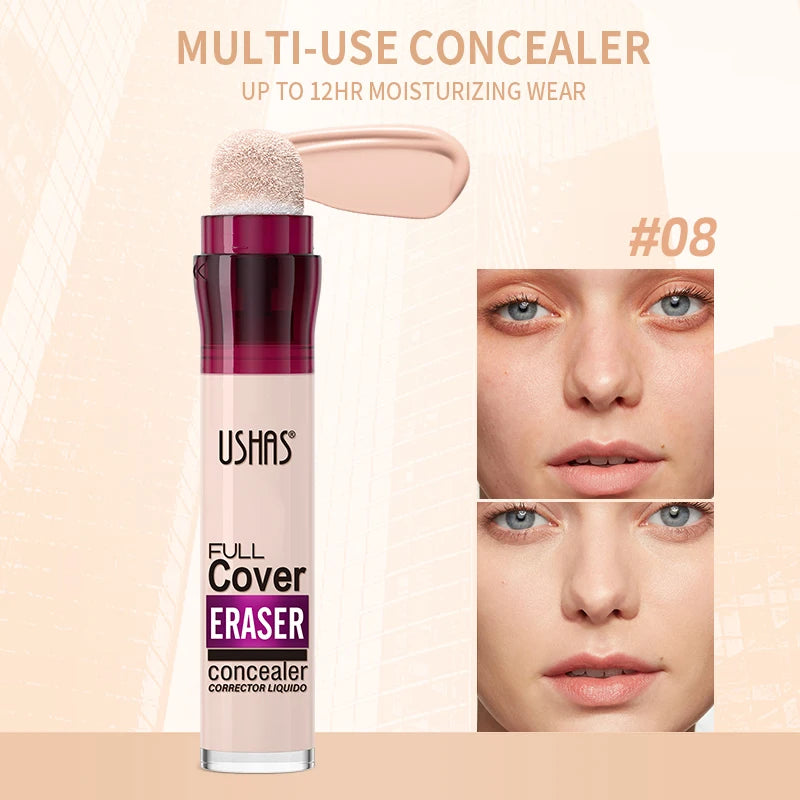 USHAS 12 Color Liquid Concealer - Moisturizing, Long-Lasting, and Lightweight