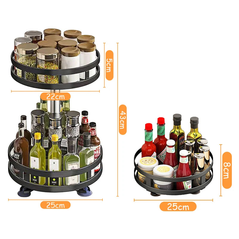 360° Rotating Spice Rack – Non-Skid Carbon Steel Organizer