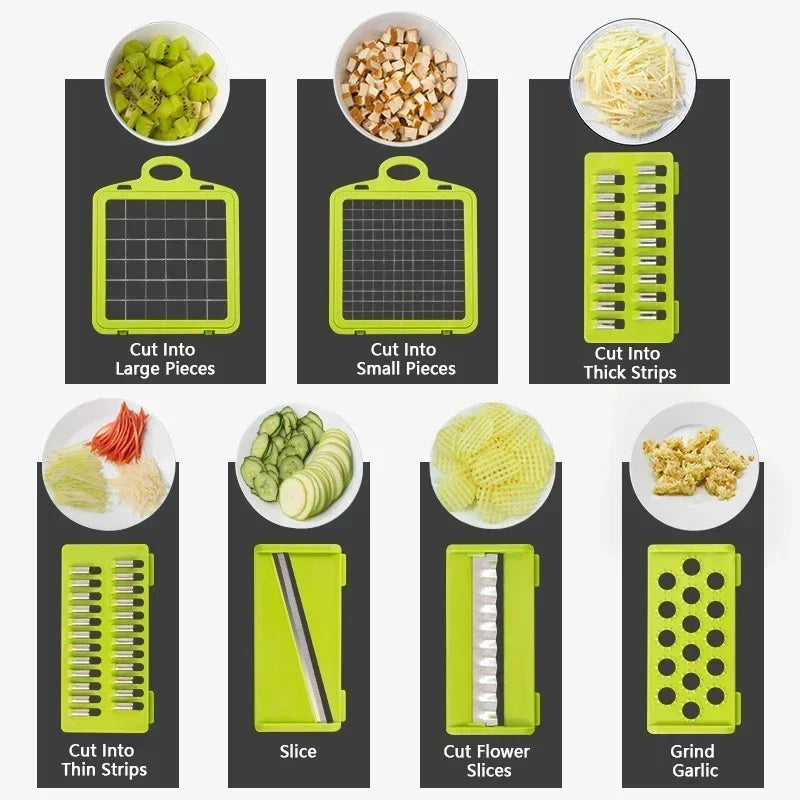 14/16-in-1 Vegetable Chopper – Multifunctional Slicer, Dicer & Grater for Kitchen