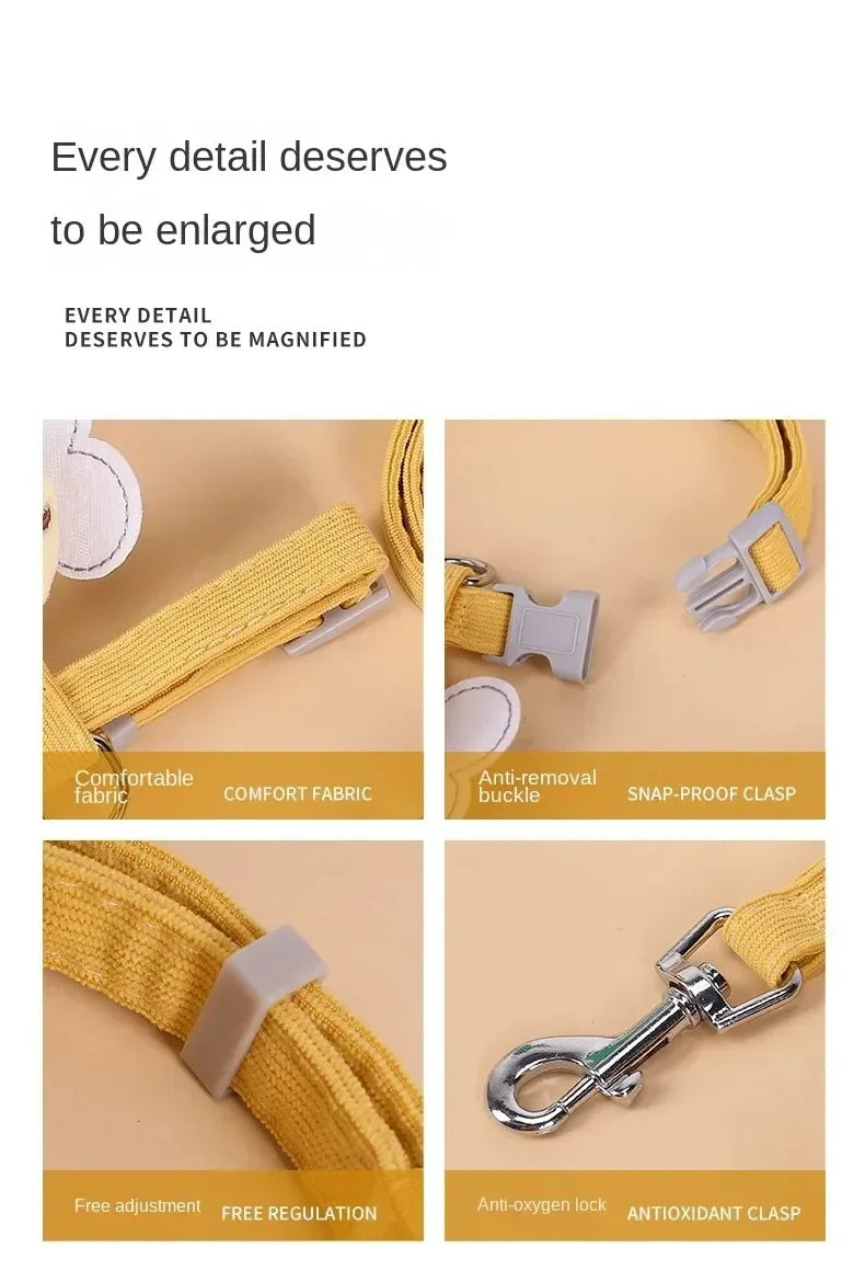 Adjustable Cat Harness Leash Collar Set