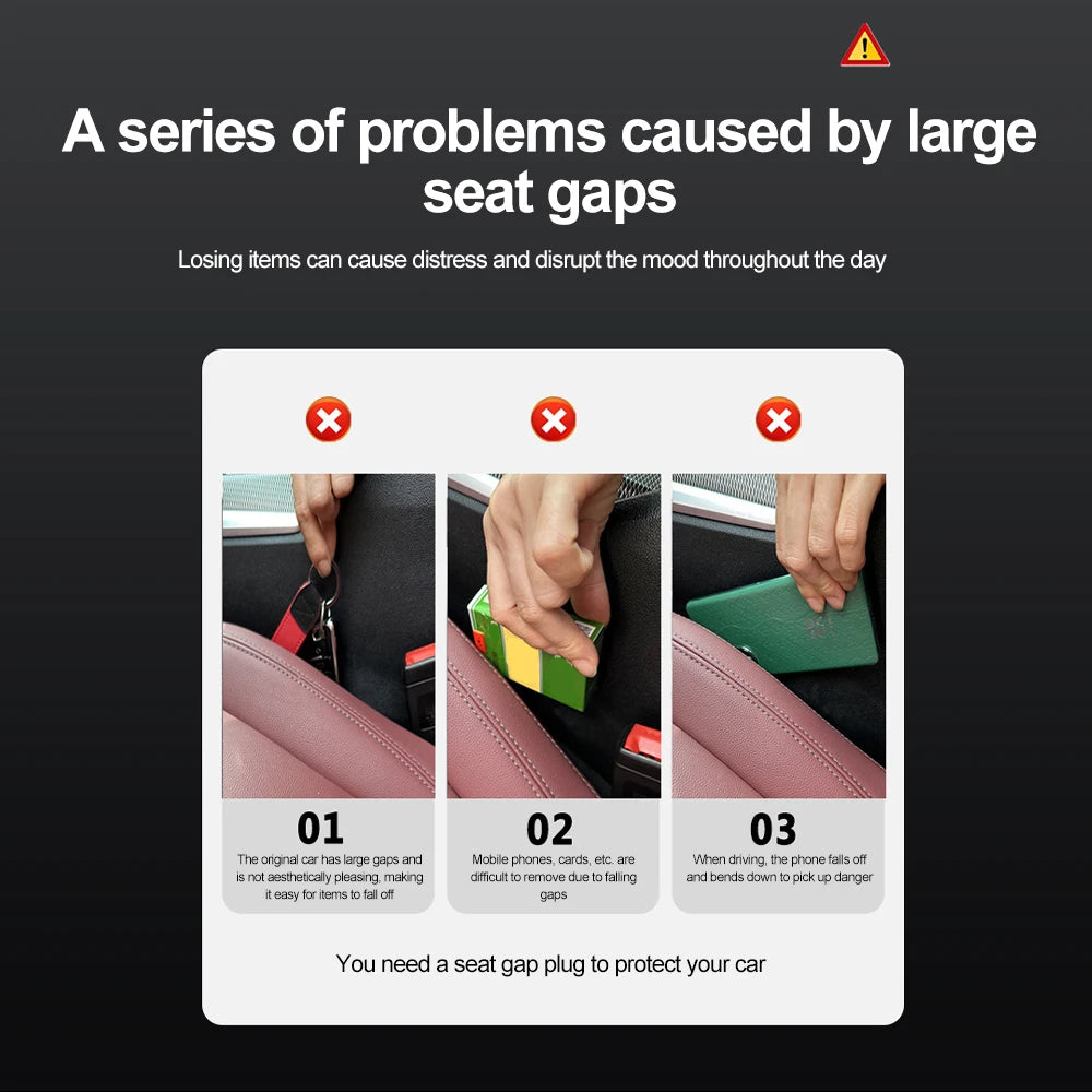 Car Seat Gap Filler – Leak-Proof Side Seam Plug Strip with Seatbelt Hole