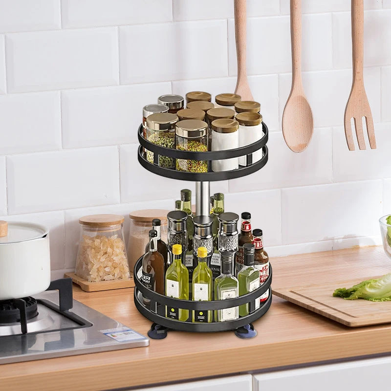 360° Rotating Spice Rack – Non-Skid Carbon Steel Organizer
