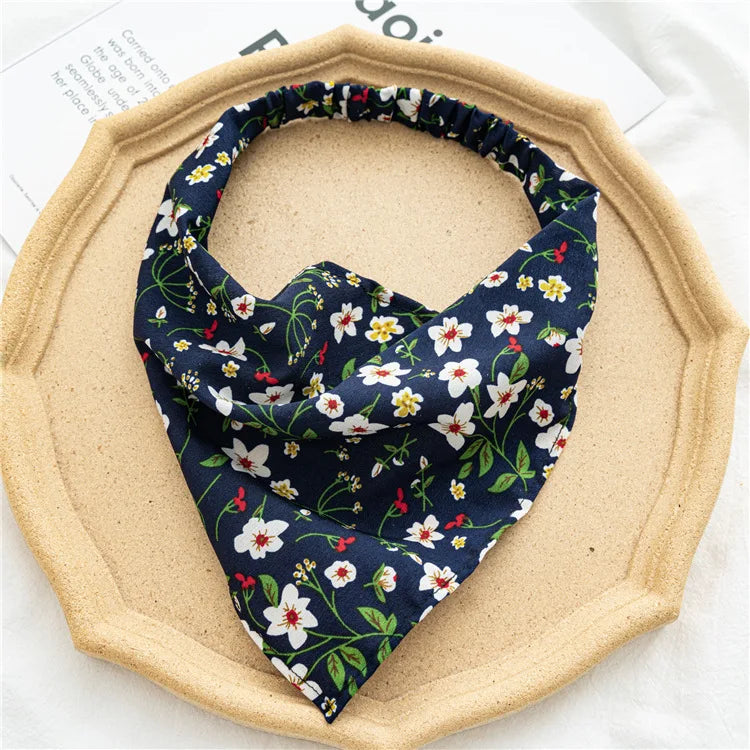 Vintage Floral Print Beach Bandana Hair Scarf
