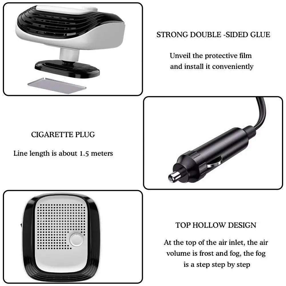 20W Car Heater & Fan – Fast Defrost and Cooling for Windshield